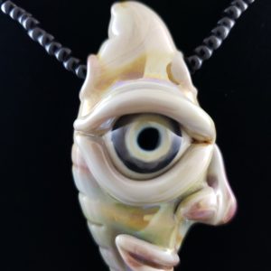 Glass Creature Face Pendant with large eyeball and smiling face