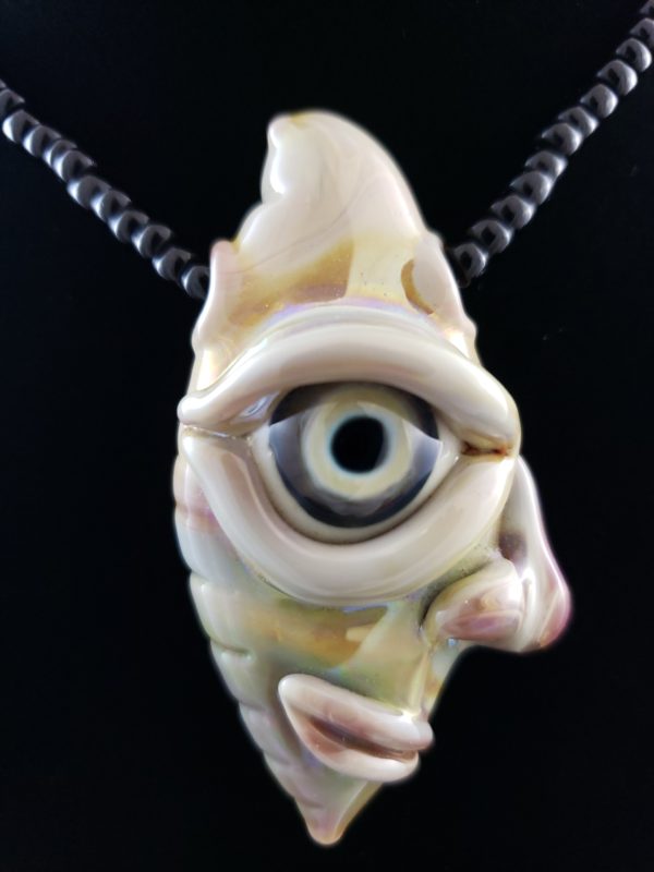 Glass Creature Face Pendant with large eyeball and smiling face