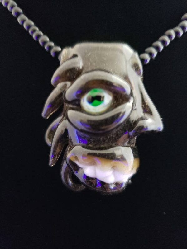 Glass Creature Face Pendant UV eye black light 24