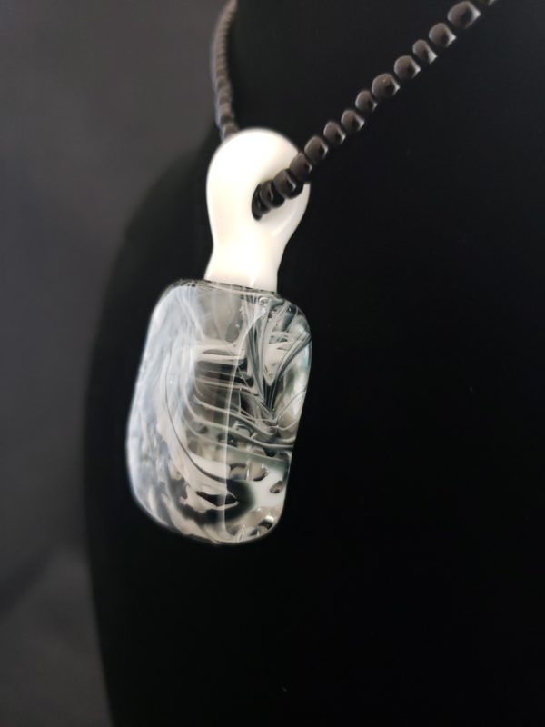 Black and White Abstract Glass Pendant left side 132