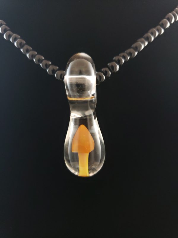 All Natural Mushroom Glass Pendant