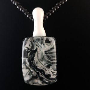 black and white abstract design glass pendant