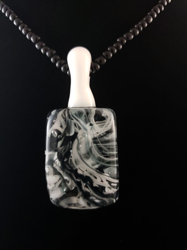 black and white abstract design glass pendant