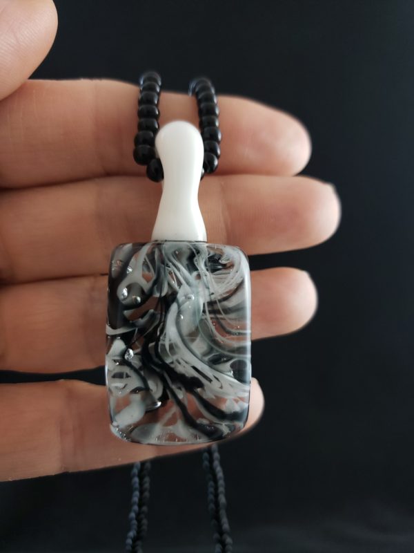 Black and White Abstract Glass Pendant hand front 132