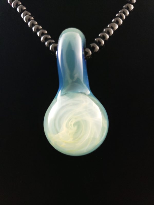 sky blue galaxy glass silver fume pendant cloudy storm