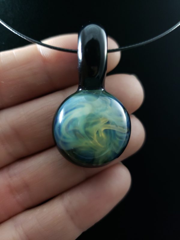 Galaxy Glass Silver Fume Pendant hand front view 69