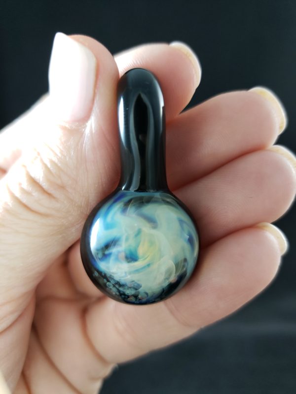 Galaxy Glass Silver Fume Pendant hand front view 70