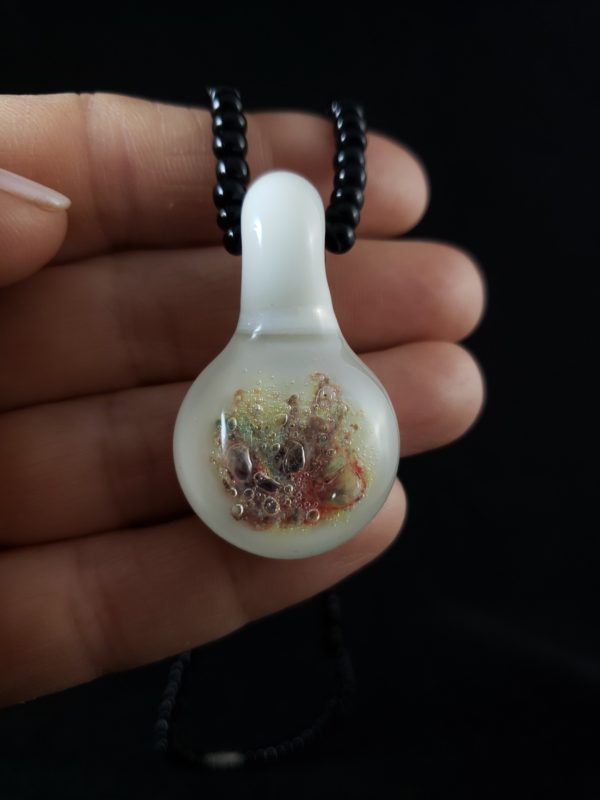 Glass Frit Round Pendant hand front view 96