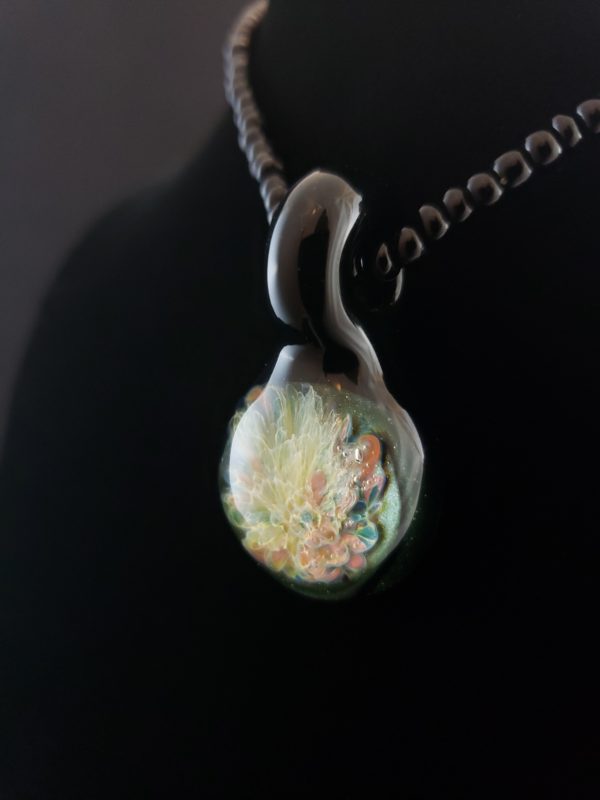 Glass Frit Round Pendant left side view 95