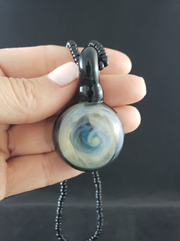 Large Galaxy Glass Silver Fume Pendant hand front view 121