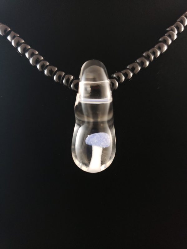 Purple Cap and White Stem Glass Mushroom Pendant