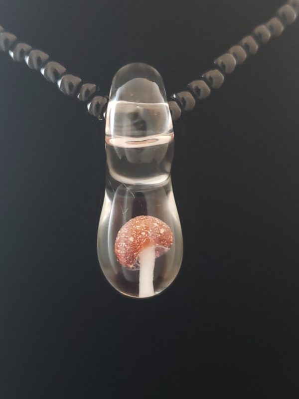 Red Cap with White Stem Glass Mushroom Pendant