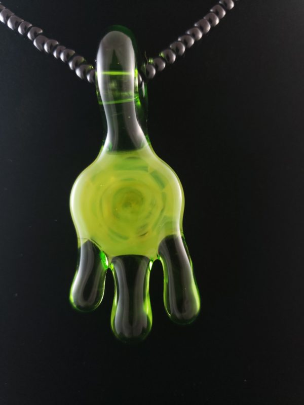 Silver Fume and Drip Glass Pendant back view 136