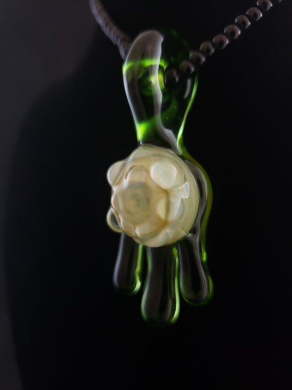 Silver Fume and Drip Glass Pendant left side view 136