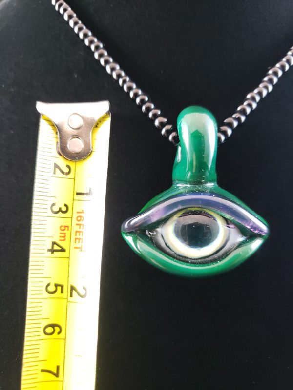 Dark Green Evil Eye Glass Pendant size