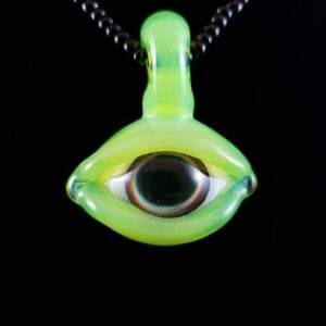 Slime Green Evil Eye Glass Pendant