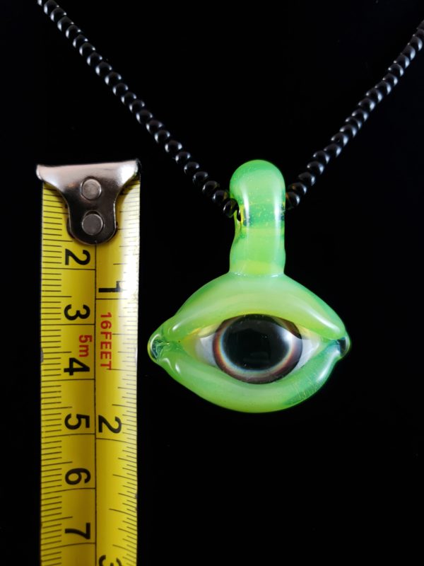 Slime Green Evil Eye Glass Pendant size