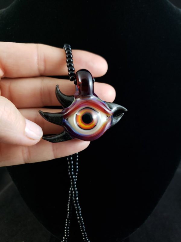 Evil Eye Black Bird Fire Pendant