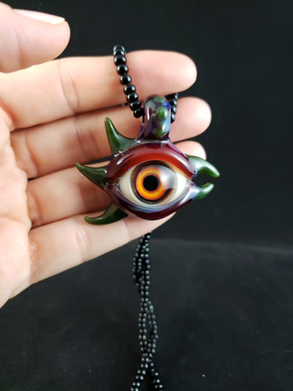 Fire Evil Eye Green Bird Pendant