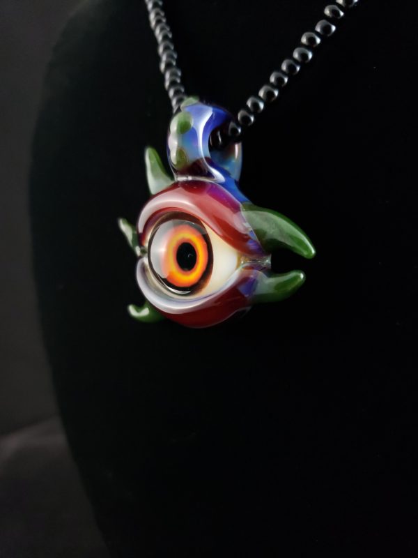 Fire Evil Eye Green Bird Pendant right